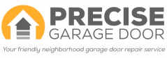 Precise Garage Door logo in black and white